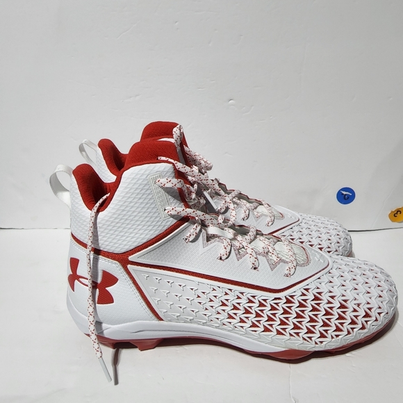 New Under Armour Hammer MC White Red Football Cleats Size 13 3022836-103 RARE - Picture 4 of 7